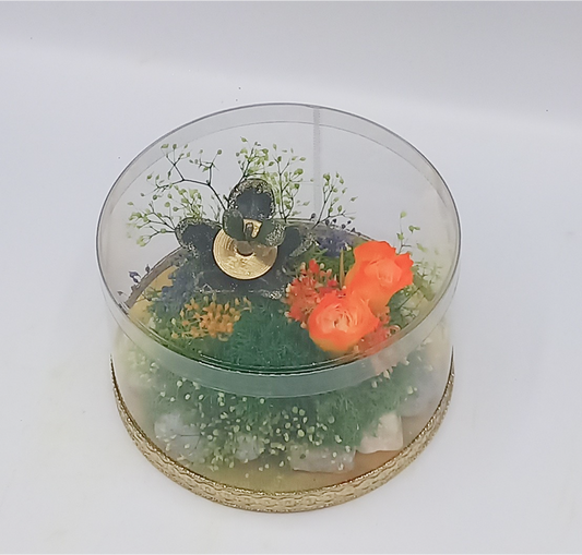 金運アップグッズ「手作り金のなる木」&オールプリザーブドフラワーレインボーローズ(サンライズ)苔・花アレンジ❣