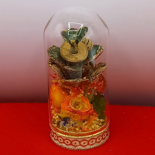 ミラクル「金のなる木」 ガラス製花器サンライズレインボーローズアレンジS