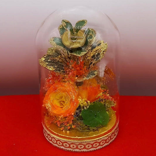 ミラクル「金のなる木」 ガラス製花器サンライズレインボーローズアレンジM